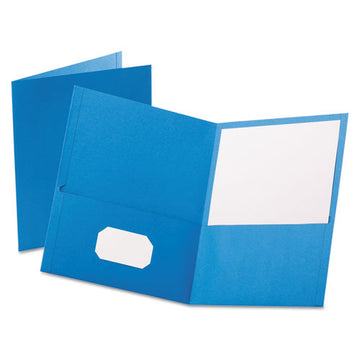 Oxford™ Twin-pocket Folder, Embossed Leather Grain Paper, 0.5" Capacity, 11 X 8.5, Light Blue, 25-box freeshipping - TVN Wholesale